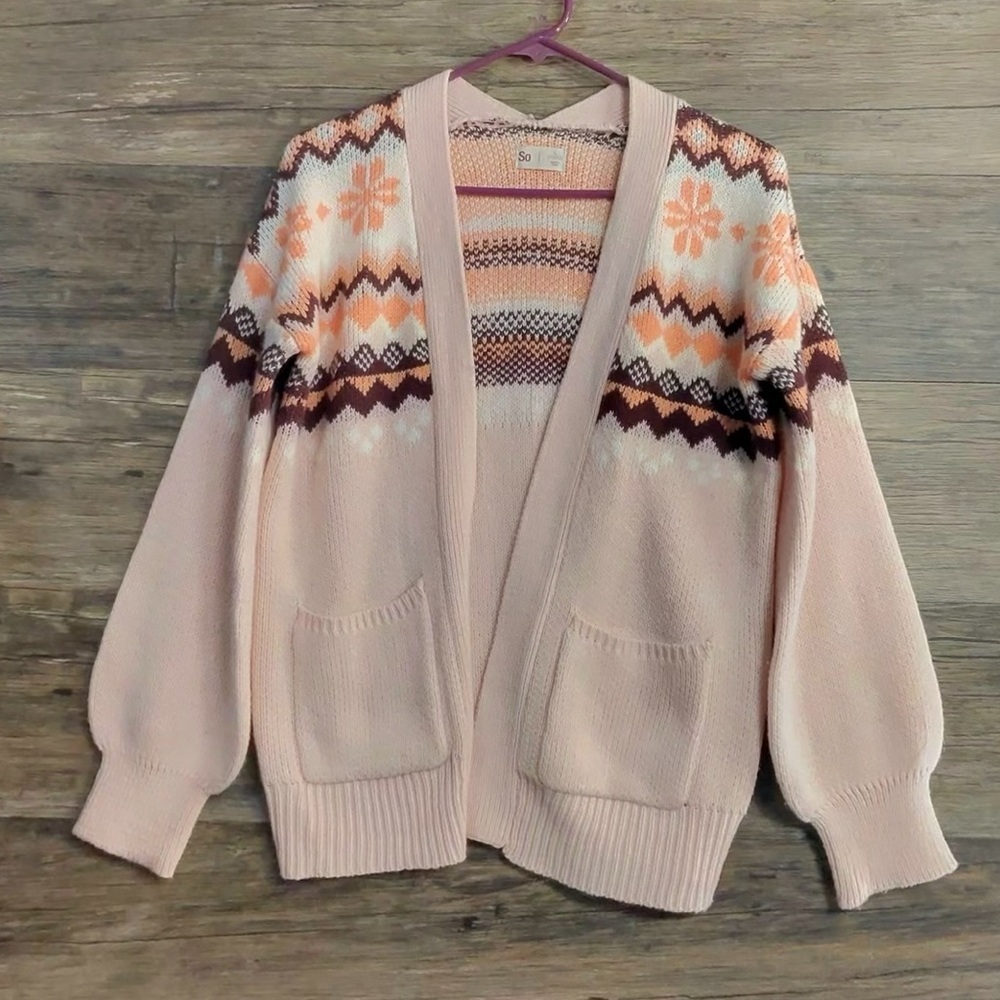 SO Kids' Peach‎ and Brown Knit Sweater